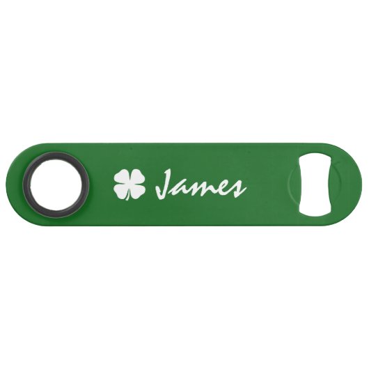 Gepersonaliseerde groene St. Pats shamrock flesope Speed Flessenopener (Voorkant (Horizontaal))