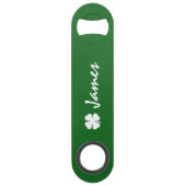 Gepersonaliseerde groene St. Pats shamrock flesope Speed Flessenopener (Voorkant)