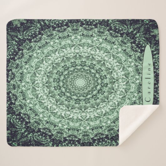 Gepersonaliseerde Groene Steen Mandala Sherpa Deken (Voorkant (horizontaal))