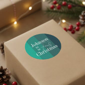 Gepersonaliseerde groene strepen familienaam Kerst Ronde Sticker