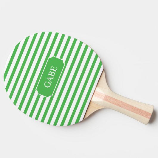 Gepersonaliseerde Groene Stripe Ping Pong Paddle Tafeltennisbatje (Zijkant)