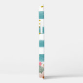 Gepersonaliseerde groene stripes Floral Sparkles Case-Mate iPhone Case (Achterkant / Rechts)