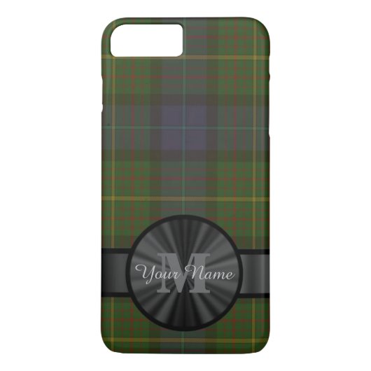 Gepersonaliseerde groene tartan plaid monogram Case-Mate iPhone case (Achterkant)