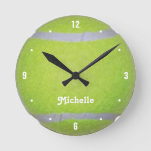 Gepersonaliseerde Groene Tennis Ball Ronde Klok