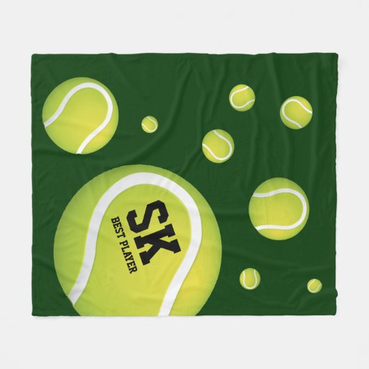 Gepersonaliseerde groene tennisballen fleece deken (Voorkant (Horizontaal))