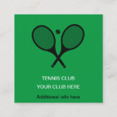 Gepersonaliseerde groene tennisracket informatiekaartje (Voorkant)
