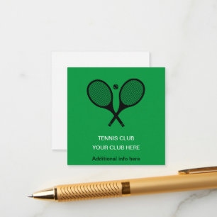 Gepersonaliseerde groene tennisracket informatiekaartje