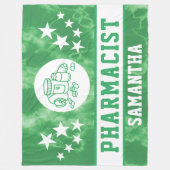 Gepersonaliseerde Groene Tie Dye Apotheker Naam Fleece Deken (Voorkant)
