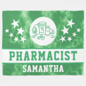 Gepersonaliseerde Groene Tie Dye Apotheker Naam Fleece Deken (Voorkant (Horizontaal))