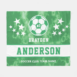 Gepersonaliseerde Groene Tie Dye Voetbal Speler Na Fleece Deken