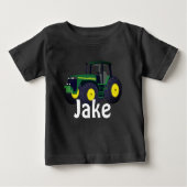 Gepersonaliseerde Groene Tractor Baby T-Shirt (Voorkant)