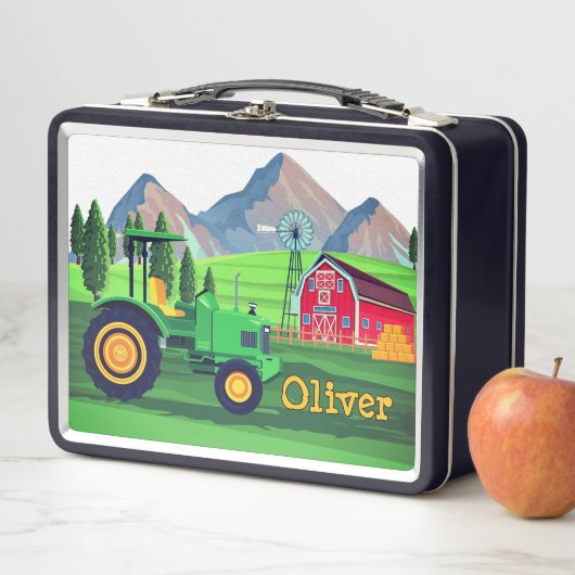 Gepersonaliseerde Groene Tractor Barnyard Boerderi (In situ)