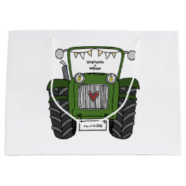 Gepersonaliseerde groene tractor land bruiloft cad groot cadeauzakje