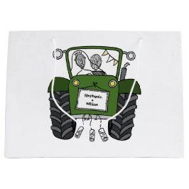Gepersonaliseerde groene tractor land bruiloft cad groot cadeauzakje