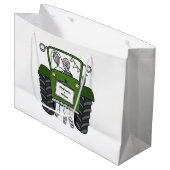 Gepersonaliseerde groene tractor land bruiloft cad groot cadeauzakje (Voorkant Gekanteld)