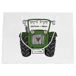 Gepersonaliseerde groene tractor land bruiloft cad groot cadeauzakje