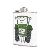 Gepersonaliseerde groene tractor land bruiloft cad heupfles (Links)