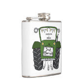 Gepersonaliseerde groene tractor land bruiloft cad heupfles (Rechts)