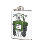 Gepersonaliseerde groene tractor land bruiloft cad heupfles (Links)