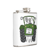 Gepersonaliseerde groene tractor land bruiloft cad heupfles (Rechts)