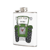 Gepersonaliseerde groene tractor land bruiloft cad heupfles (Links)