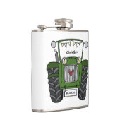 Gepersonaliseerde groene tractor land bruiloft cad heupfles (Rechts)