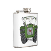 Gepersonaliseerde groene tractor land bruiloft cad heupfles (Rechts)