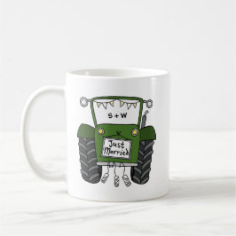 Gepersonaliseerde groene tractor land bruiloft cad koffiemok