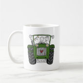 Gepersonaliseerde groene tractor land bruiloft cad koffiemok (Links)
