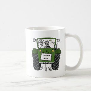 Gepersonaliseerde groene tractor land bruiloft cad koffiemok