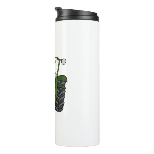 Gepersonaliseerde groene tractor land bruiloft cad thermosbeker (Geroteerd rechts)