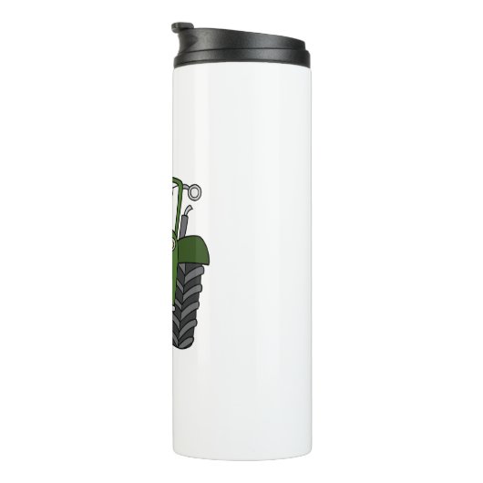 Gepersonaliseerde groene tractor land bruiloft cad thermosbeker (Geroteerd rechts)