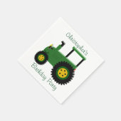 Gepersonaliseerde Groene Tractor Ontwerp Verjaarda Servet (Hoek)