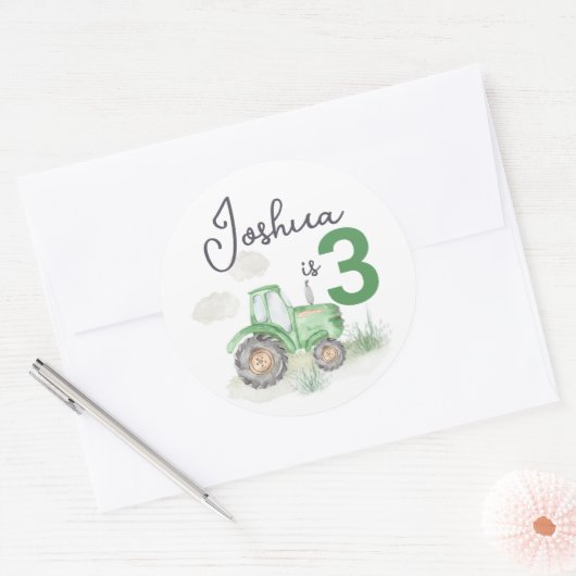 Gepersonaliseerde Groene Tractor Stickers (Envelop)