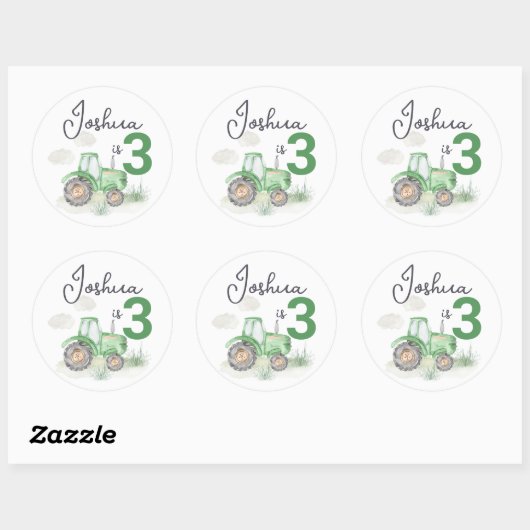 Gepersonaliseerde Groene Tractor Stickers (Vel)