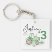 Gepersonaliseerde Groene Tractor Thema Acryl Sleut Sleutelhanger (voorkant)