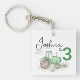 Gepersonaliseerde Groene Tractor Thema Acryl Sleut Sleutelhanger