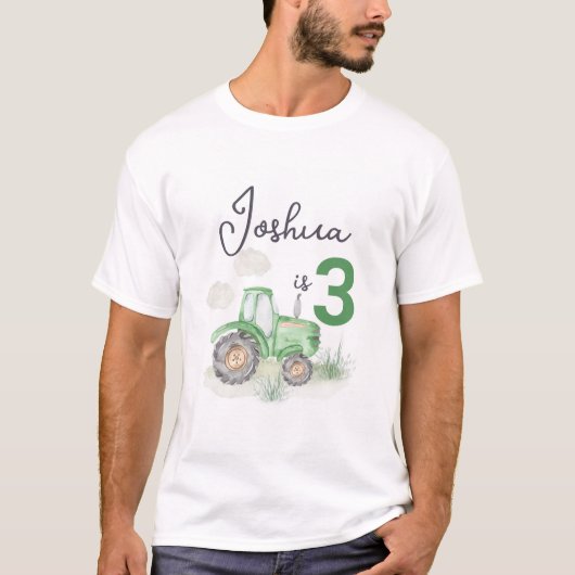 Gepersonaliseerde Groene Tractor Thema Mannen T-Sh T-shirt (Voorkant)