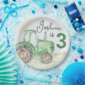 Gepersonaliseerde Groene Tractor Thema Paper Borde Papieren Bordje (Feest)