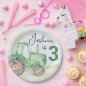 Gepersonaliseerde Groene Tractor Thema Paper Borde Papieren Bordje (Feest)
