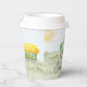 Gepersonaliseerde Groene Tractor Thema Papier Part Papieren Bekers (Rechts)