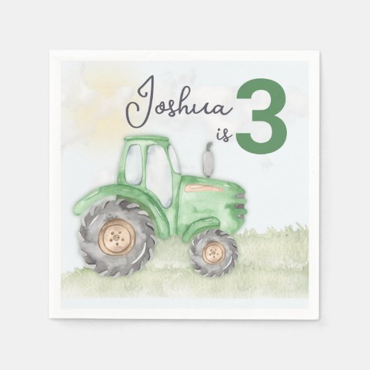 Gepersonaliseerde groene tractor thema papier serv servet (Voorkant)