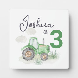 Gepersonaliseerde groene tractor thema plaque met fotoplaat