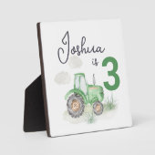 Gepersonaliseerde groene tractor thema plaque met  fotoplaat (Voorkant)