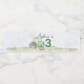 Gepersonaliseerde Groene Tractor Thema Water Bottl Waterfles Etiket (Enkel label)