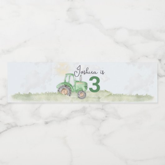Gepersonaliseerde Groene Tractor Thema Water Bottl Waterfles Etiket (Enkel label)