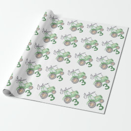 Gepersonaliseerde Groene Tractor Thema Wrapping Pa Cadeaupapier