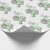 Gepersonaliseerde Groene Tractor Thema Wrapping Pa Cadeaupapier (Hoek)