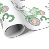 Gepersonaliseerde Groene Tractor Thema Wrapping Pa Cadeaupapier (Rol Hoek)