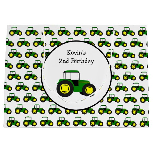 Gepersonaliseerde groene tractoren Grote Cadeautas (Voorkant)